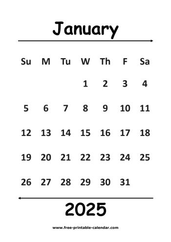 2025 january calendar