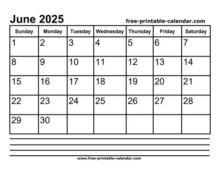 2025 june calendar printable