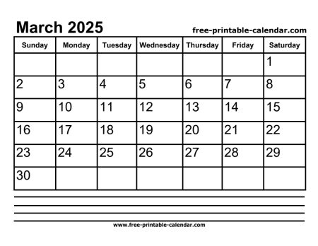 2025 march calendar printable