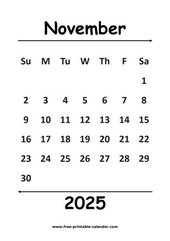 2025 november calendar