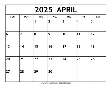 april 2025 calendar