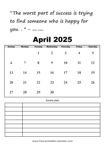 april calendar 2025 printable