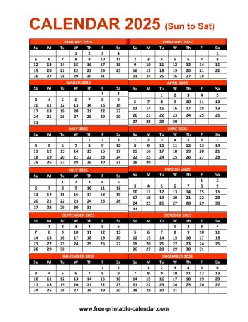 printable calendar 2025