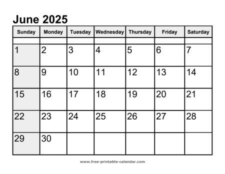 calendar june 2025