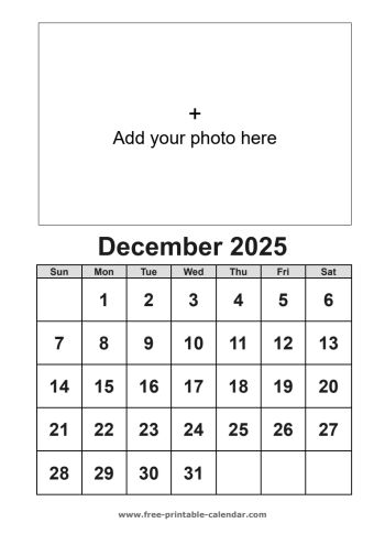 december calendar 2025