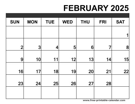 february 2025 calendar printable