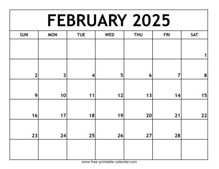 February 2025 Printable Calendar