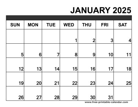 january 2025 calendar printable