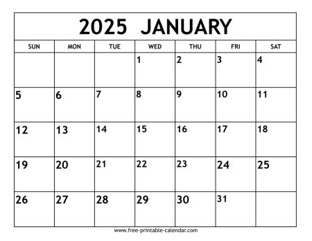 january 2025 calendar