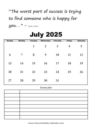 july calendar 2025 printable