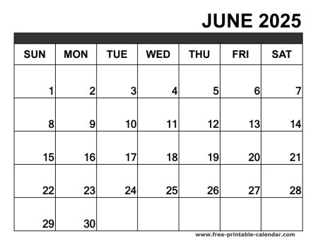 june 2025 calendar printable