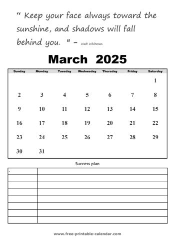 march calendar 2025 printable