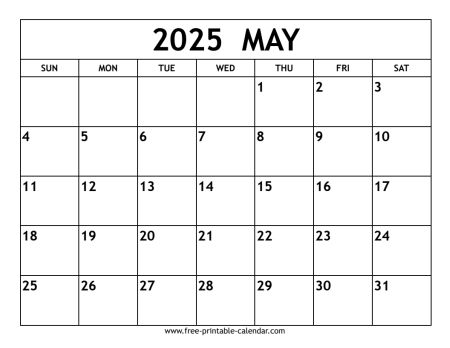 may 2025 calendar