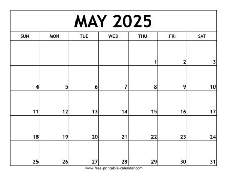 may 2025 printable calendar