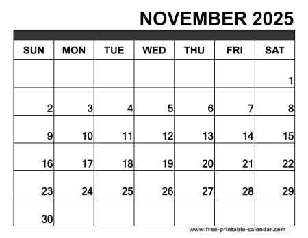 november 2025 calendar printable