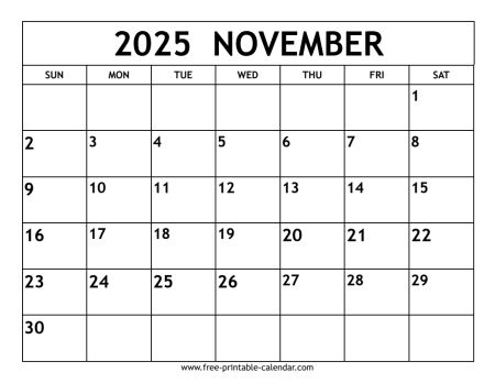 november 2025 calendar