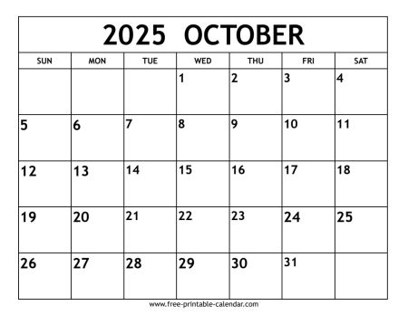 october 2025 calendar