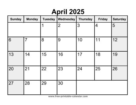 printable april 2025 calendar