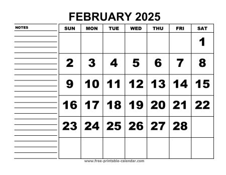 printable calendar february 2025