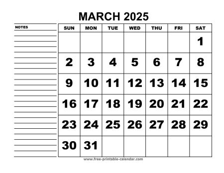 printable calendar march 2025