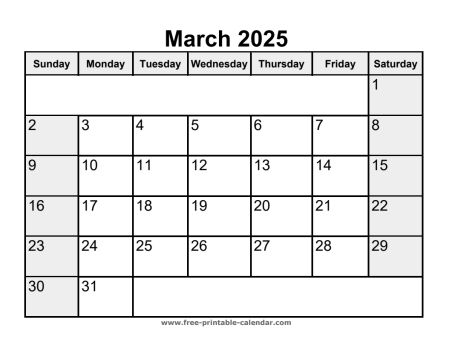 printable march 2025 calendar