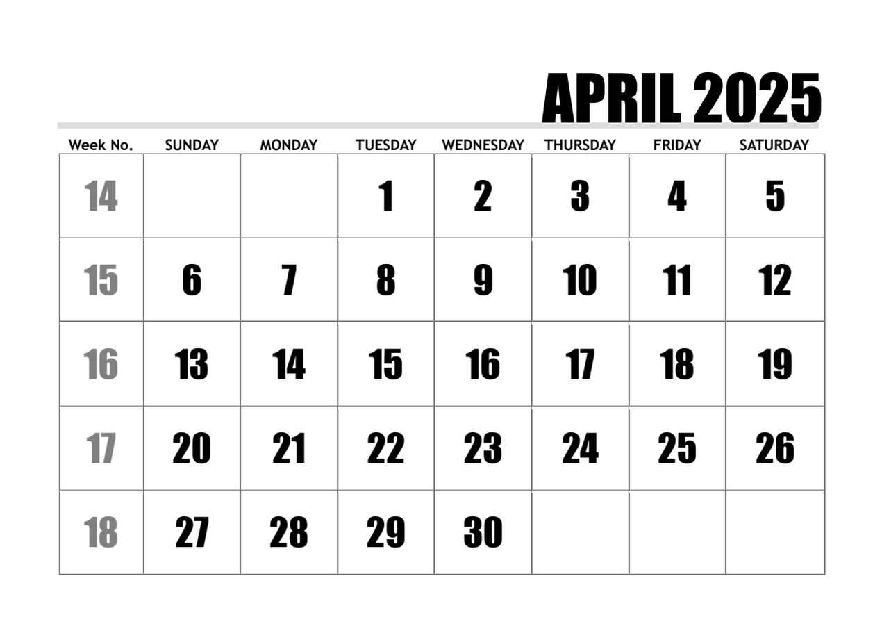 2025 calendar april