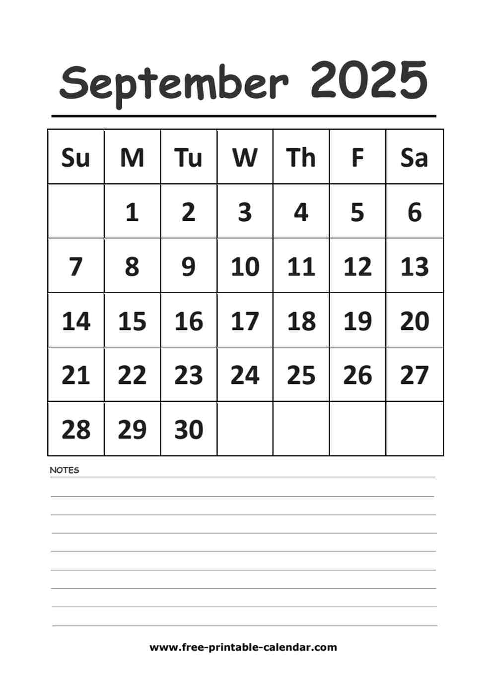 2025 calendar september printable