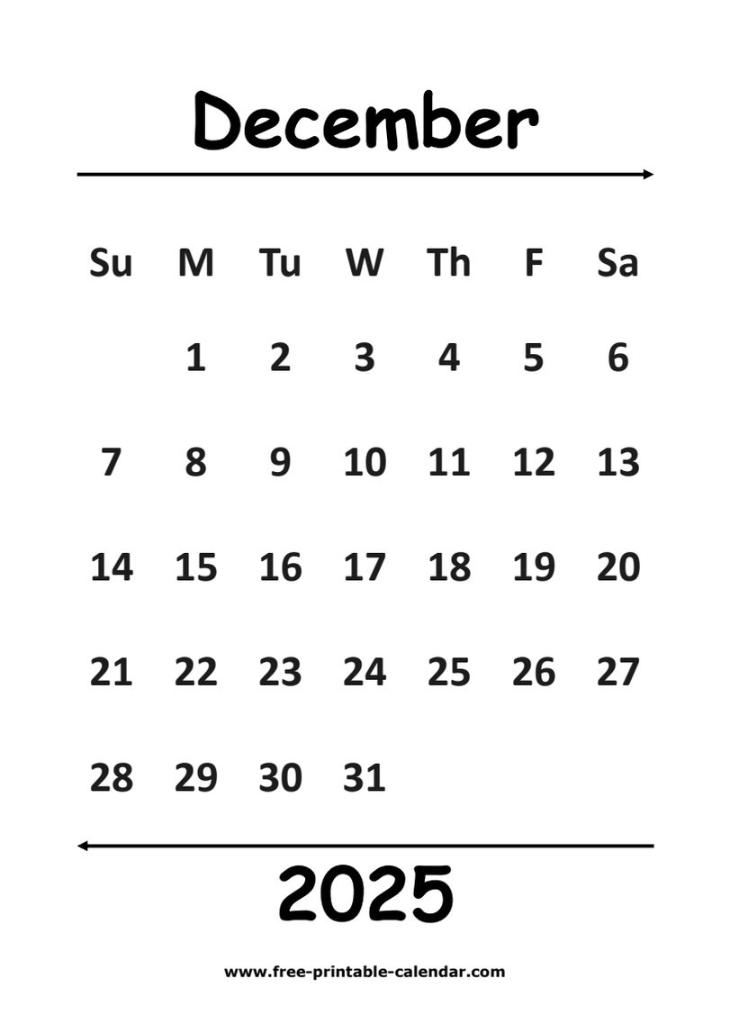 2025 december calendar