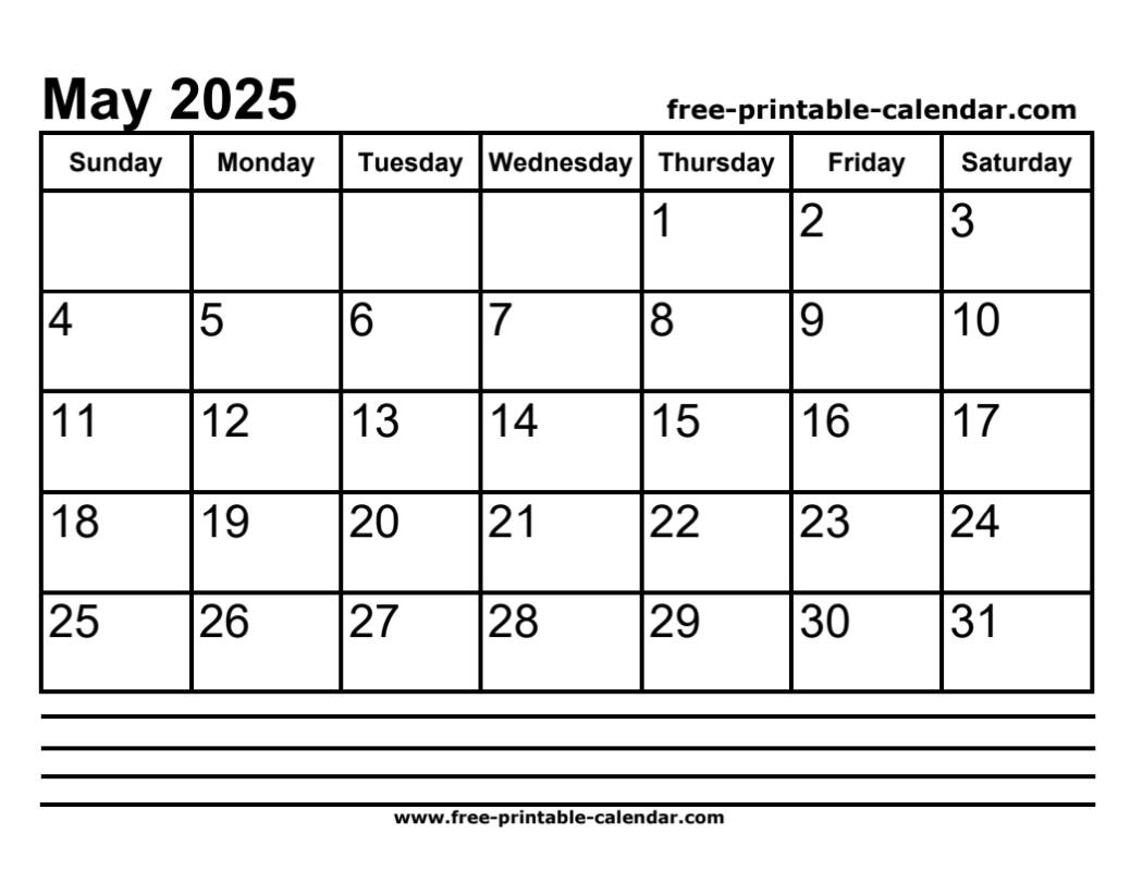 2025 may calendar printable