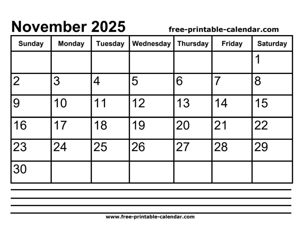 2025 november calendar printable