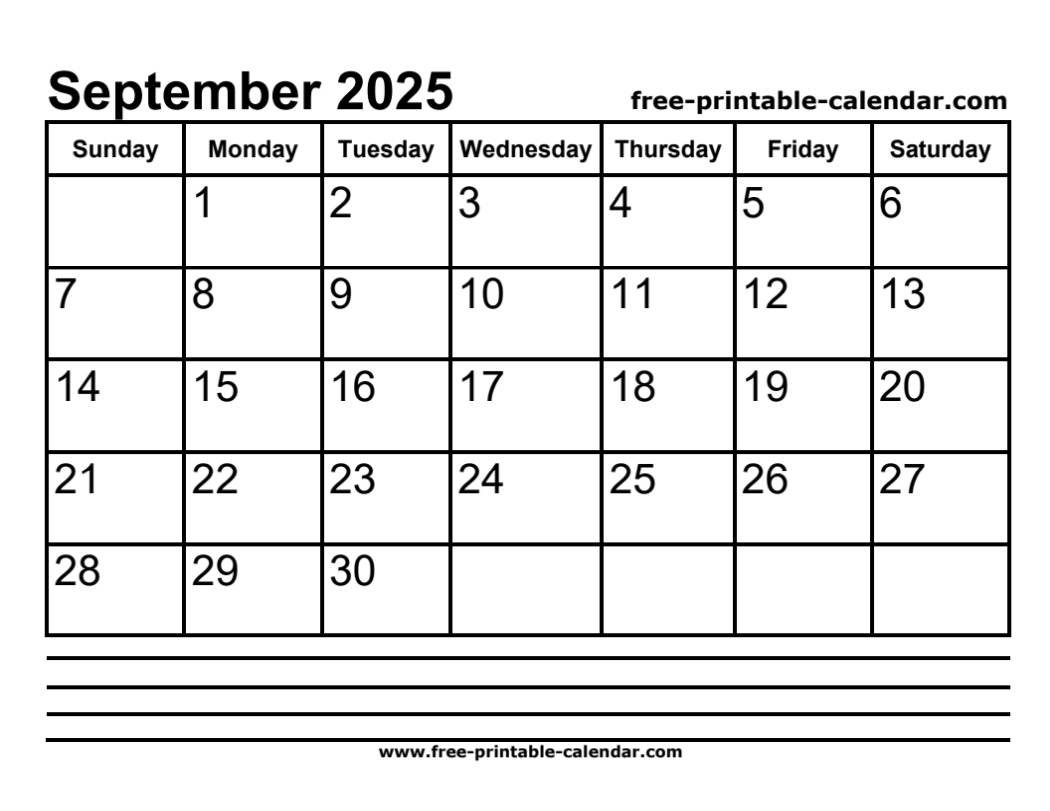 2025 september calendar printable