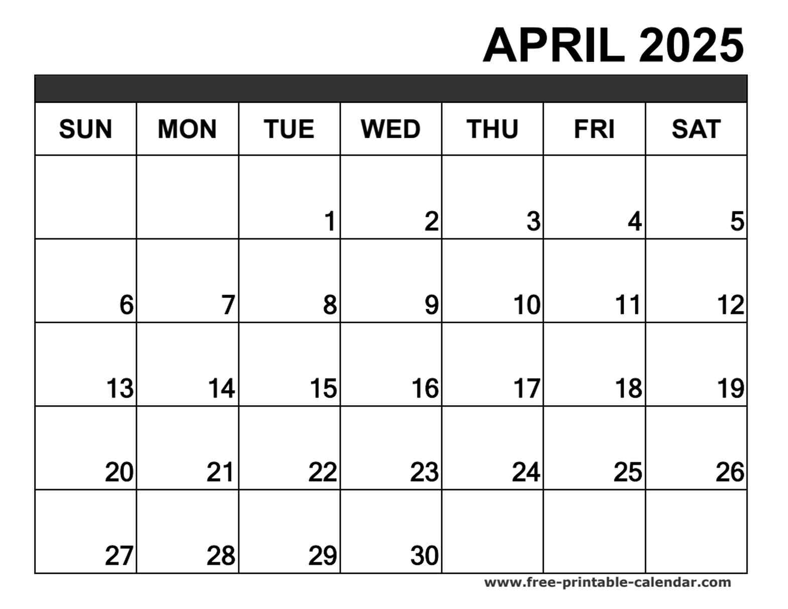 april 2025 calendar printable