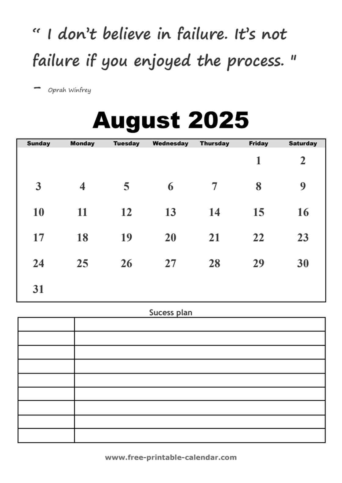 august calendar 2025 printable