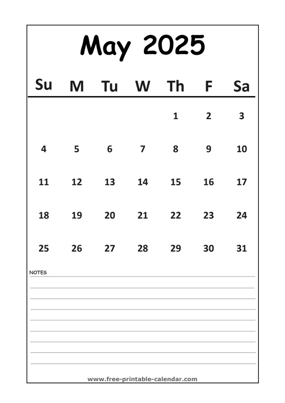 calendar 2025 may