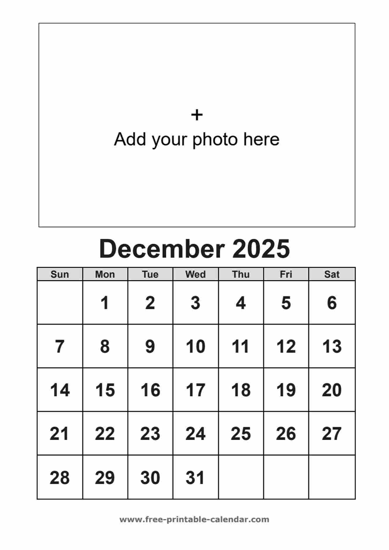 december calendar 2025