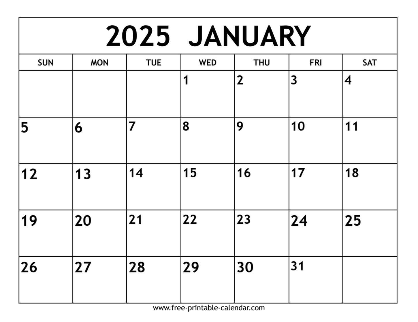 january 2025 calendar