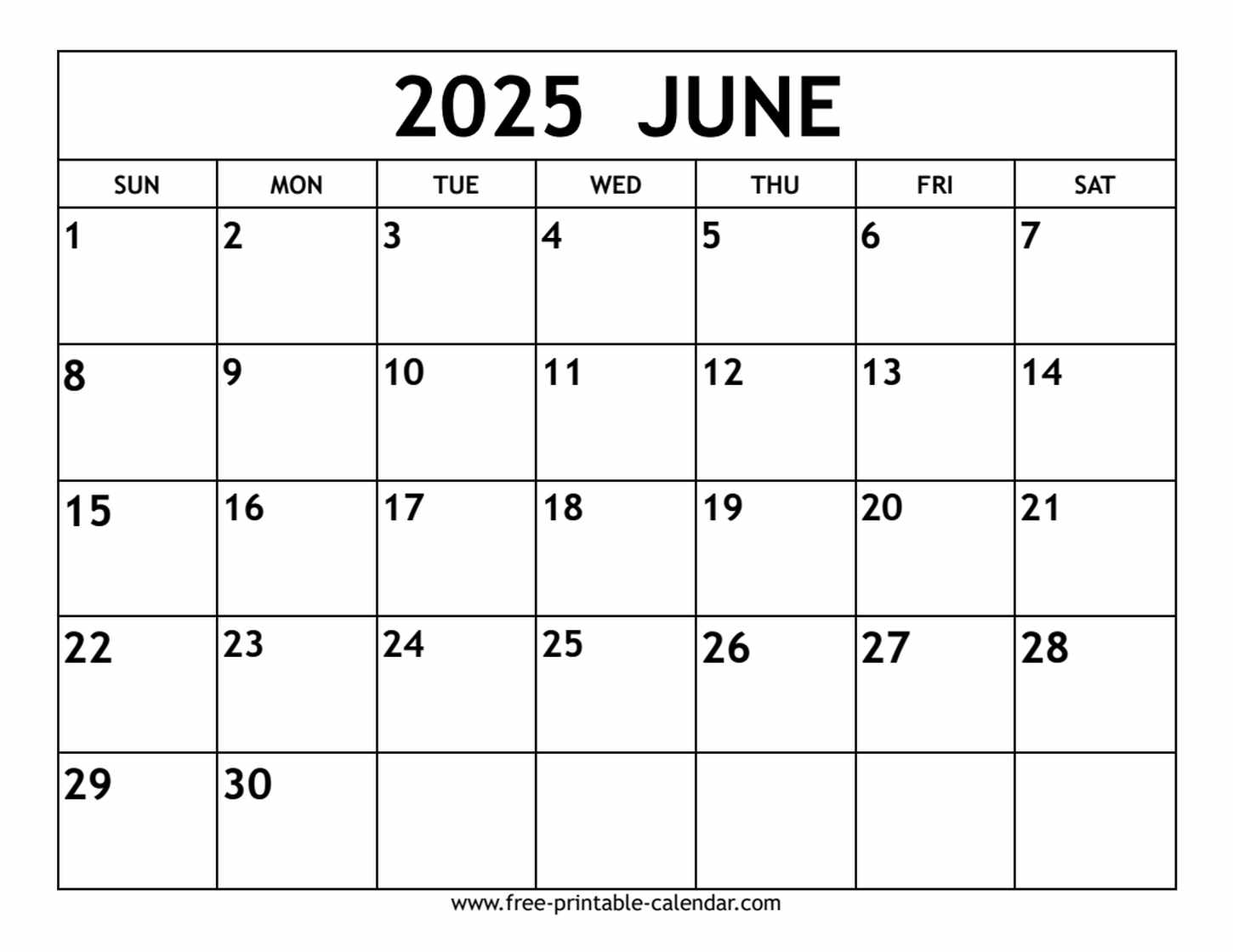 june 2025 calendar