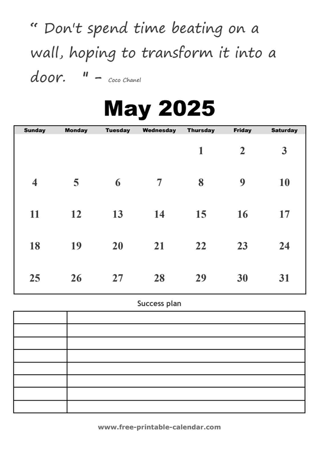 may calendar 2025 printable