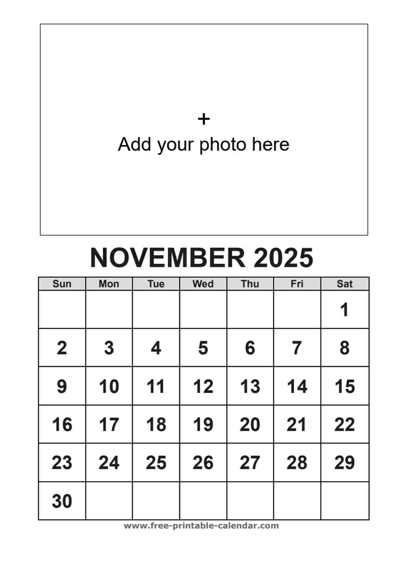 november calendar 2025