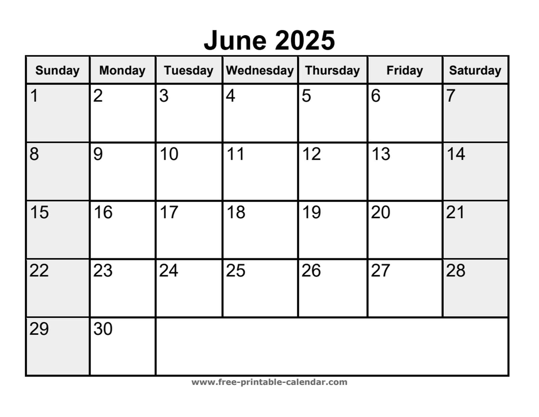 printable june 2025 calendar