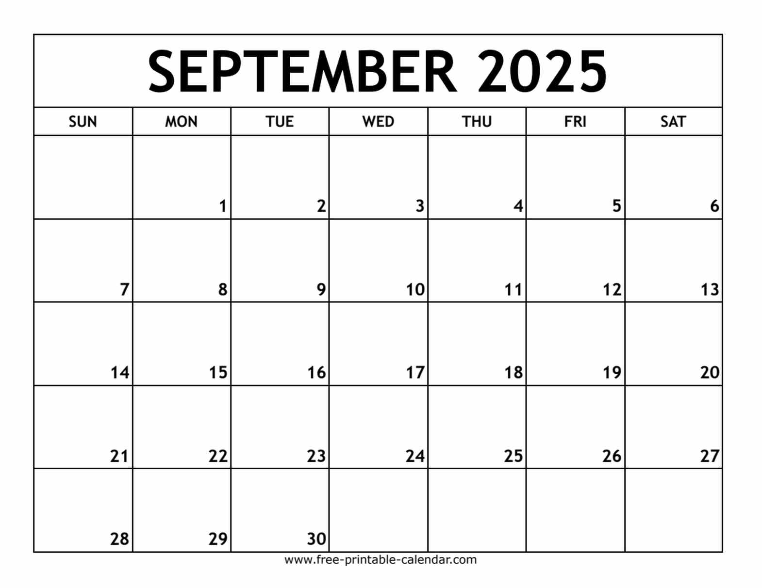 september 2025 printable calendar