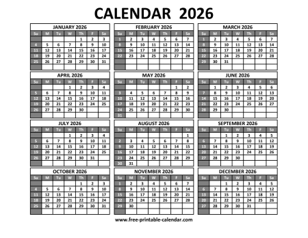 2026 calendar